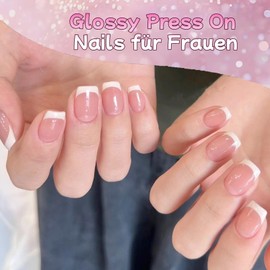 Virellay Rosa Press On Nails, NäGel Zum Aufkleben - French Fake Nails FingernäGel - KüNstliche NäGel KunstnäGel (French nude, Mittel)