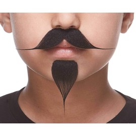 Mustaches Self Adhesive, Novelty, Small Fake Handlebar with a Goatee, Black Color