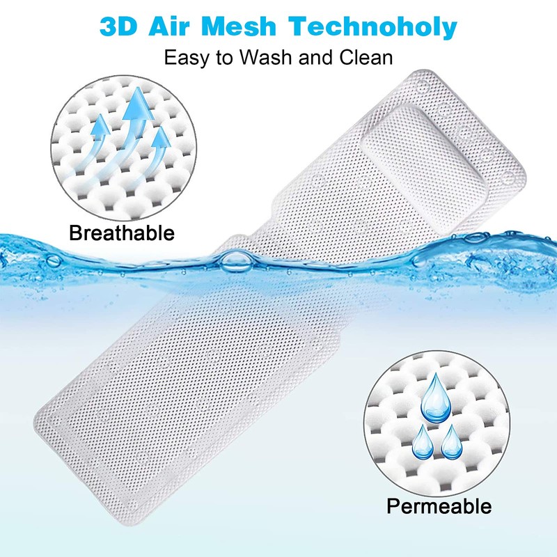 Full Body Bath Pillow Mat Non-Slip Luxury Spa Bath Cushion，Bath