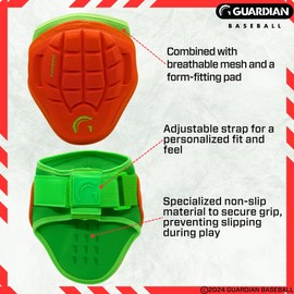 Guardian Baseball Elbow Guard Youth & Adult | Batting Elbow Guard Baseball | Adjustable Buckle | Lightweight Flexible Shell - Adult, Neon Coral