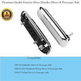 Exterior Chrome Door Handle Front/Rear Left Driver & Right Passenger Side for 1986-1995 Nissan Pathfinder D21 Hardbody 1995-1997 Pickup Truck