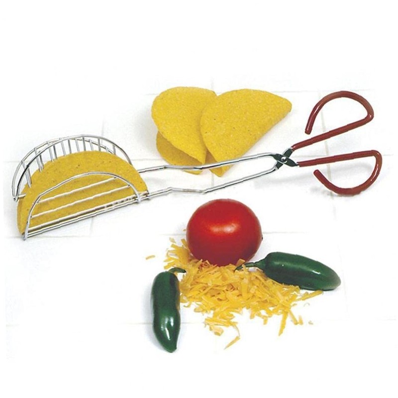 Froiny Stainless Steel Taco Maker Tongs, 12.6 Inch Long, Red,