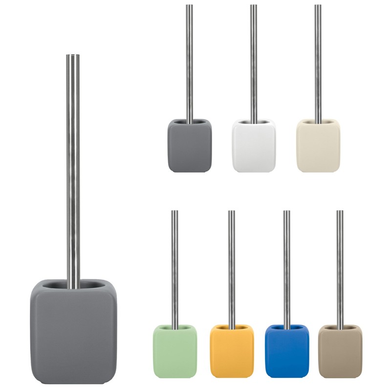 KW Cube Ceramic Toilet Brush and Holder (Grey)