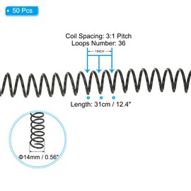 PATIKIL 14mm(9/16") Plastic Spiral Binding Coils, 50 Pcs Binding Spirals 115 Sheet Capacity 3:1 Pitch Binding Spirals for Binding Paper Sheets, Black