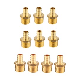 (Pack of 10) EFIELD Pex 1/2 Inch x 1/2 Inch Male NPT Adapter Brass Crimp Fittings (1/2" x 1/2"),(PEX1807017)