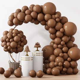 RUBFAC 129pcs Brown Balloons Different Sizes 18 12 10 5 Inches for Garland Arch, Premium Brown Latex Balloons for Birthday Party Graduation Wedding Anniversary Baby Shower Party Decoration
