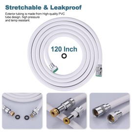 Aleasha Shower Hose, 120 Inches Extra Long Shower Head Hose Extension for Bathing Toilet Cleaning Dogs Bathroom Bathing White Handheld Shower Hose
