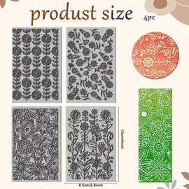 CHGCRAFT 4 Sheets Abstract Flowers Polymer Clay Texture Mat Clay Modeling Seamless Pattern Pad Geometric Flowers Texture Sheets for Polymer Making Earrings Jewerly Tools, 4×2.6 inch