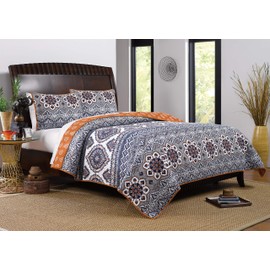 Greenland Home Medina Reversible Cotton Quilt Set, 3-Piece Full/Queen