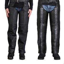 Hot Leathers Heavyweight Leather Chaps (Black, Small)
