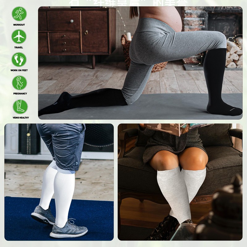LEVSOX Plus Size Compression Socks for Women&Men Wide Calf 15-20