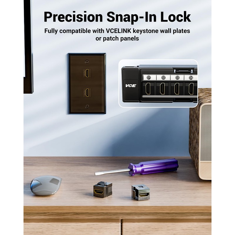 VCE HDMI Keystone Jack 6-Pack, 4K HDMI Female to Female