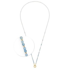 JEWELS BY LEONARDO Halskette Clip & Mix Bisca • lange Kette aus goldfarbenem Edelstahl • facettierte Naturstein-Perlen und Goldkügelchen • 80-81,3 cm Länge • Schmuck Geschenk für Frauen • 024916