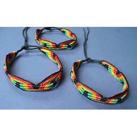 Bali RASTA BRACELET X 3 FRIENDSHIP BRACELETS REGGAE COLOURS OF JAMAICA ADJUSTABLE WRISTBAND BOB MARLEY