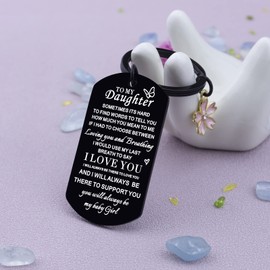 To My Daughter Keychain Christmas Gifts for daughter from Mom Dad Father Inspirational Stocking Stuffers Birthday Gifts Birthday Graduation Christmas Gift Stocking Stuffers for Daughter