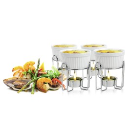 Artestia Butter Warmers Set,4 Pieces Butter Warmers For Seafood, Ceramic Butter Warmer Set with 4 Pieces Tea Light Candles,Fondue -Dishwasher Safe, Microwave Safe, Oven Safe(White)