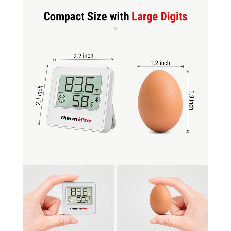 ThermoPro TP357 Digital Hygrometer Indoor Thermometer of 260FT, Bluetooth Thermometer
