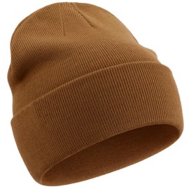 Dumrotite Cotton Beanie Hat for Women Men, Double Warm Knit Winter Hats, Fisherman Slouchy Ski Cuffed Beanies Skull Cap Coffee