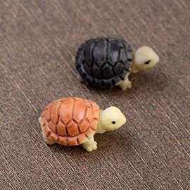 Gammaeon Tortoise Ornament, 2Pcs Mini Tortoise Model Fairy Garden Miniatures House Terrarium Home Desktop Succulents Micro Landscape Decoration Statues