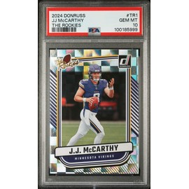 Graded 2024 Panini Donruss JJ McCarthy #TR1 The Rookies Rookie RC Football Card PSA 10 Gem Mint
