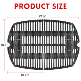GGC 7645 7583 Grill Grates for Weber Q220 Q200 Q2000 Q2400 Q260 Gas Grills, 21.5" x 15.3" Cast Iron Cooking Grates for Weber 396000 396001 53060001, 2PCS Replacement Parts for Weber Baby Q