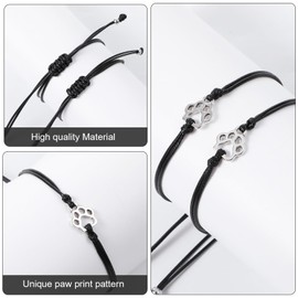 TIESOME 2pcs Dog Death Memorial Gift Bracelet, Pet Paw Print Bracelet Gift Paw Chain Set Dog Death Chain Memorial Furry Friends