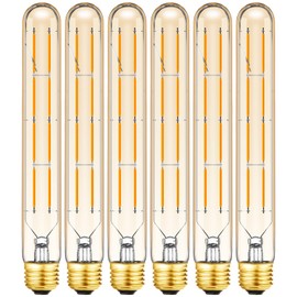 LVYE 8.9 inch E26 Led Bulbs 8W Dimmable E26 Tubular Led Bulbs 2700K Warm White Equal 75 Watt 8.9in T10 Led Edison Tube Bulb T10 Amber Glass Cover,6-Pack.