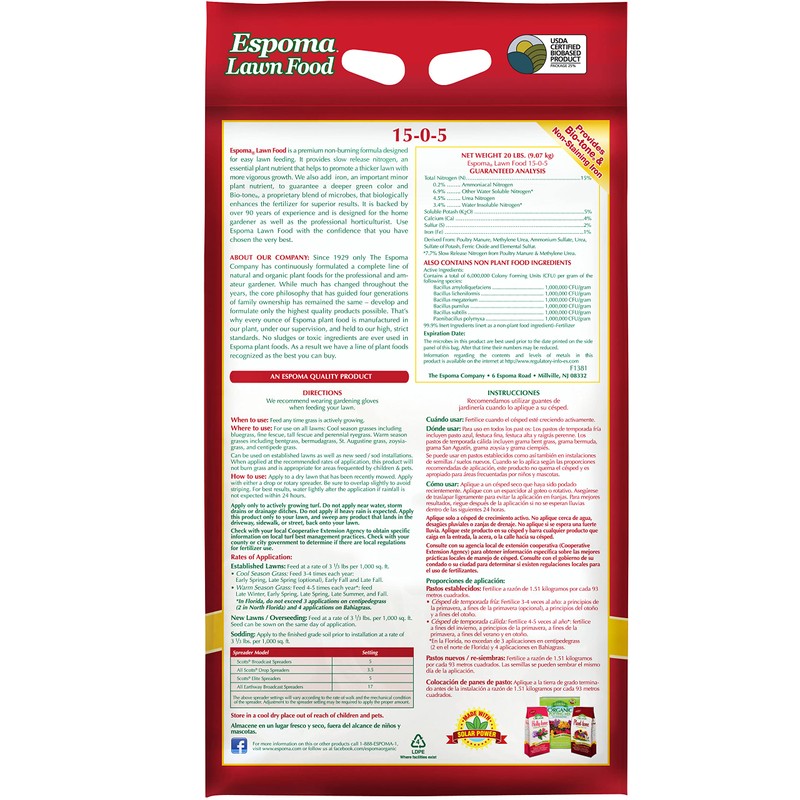 Espoma Lawn Food for All Seasons. Rich in Natural Organics