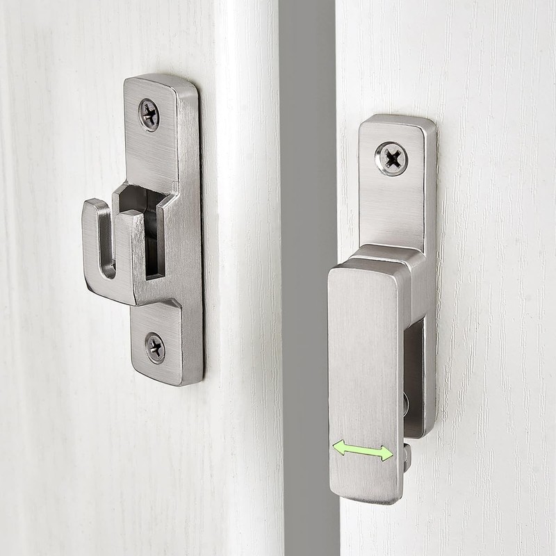 Wocoe 3 Packs Silvery 90/180 Degree Barn Door Lock ，Premium