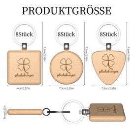 GENHH Pack of 24 Wooden Key Fob Small Clover Leaf Lucky Charm Key Ring Gift for Keys Decoration Pet, /