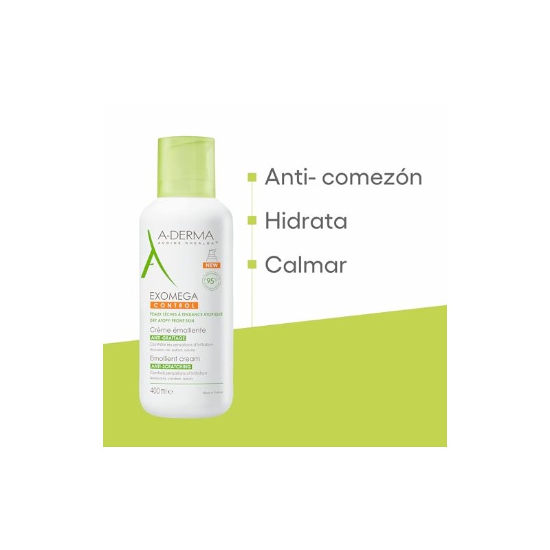 A-Derma Exomega Control Crema Hidratante Emoliente Piel Atópica, 400ml