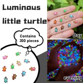 200 Pcs Luminous Mini Turtles with Storage Box,Tiny Re/sin Animals Turt/le Figures,Mini Resin Tur/tles,Glow in The Dark,Tiny Turtle/s,Miniature Res/in Animals,Resi/n Turtles for Garden Micro Landscape