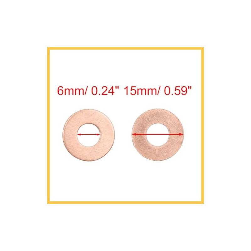 REPAIROCK 40pcs 6mm Inner Dia Copper Washers Flat Sealing Gaskets