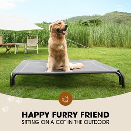 Czpalo Czpalo Elevated Dog Bed, Raised Outdoor Dog Bed for Large Sized Dog, Portable Cooling Pet Cot with Breathable & Washable Mesh, Indoor & Outdoor Pet Hammock with Skid-Resistant Feet.
