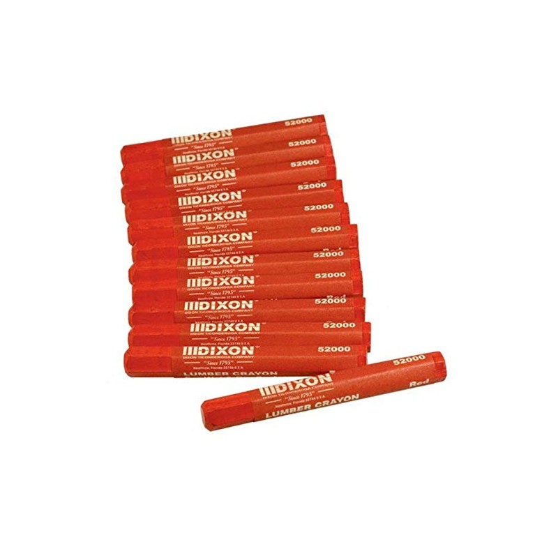 Dixon 52000 Lumber Marking Crayons, Red, 12-Pack