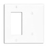 Leviton 2-Gang 1-Blank 1-Decora/GFCI Device Combination Wallplate, Standard Size, 80708-W,