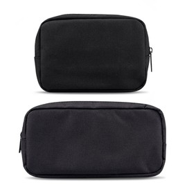 ERCRYSTO Universal Electronics/Accessories Soft Carrying Case Bag, Durable & Light-Weight,Suitable for Out-Going, Business, Travel and Cosmetics Kit (Small+Big-Black)