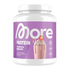 MORE Protein, Strawberry Milkshake, 600 g, Mix of Whey Concentrate and Casein, Ideal for Muscle Building and Preservation, with Lactase, Tested Quality, Made in Germany