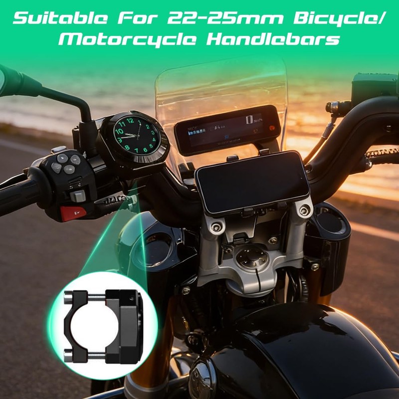 Pengrity Motorcycle watch, waterproof, bicycle watch, bicycle watch for handlebars,