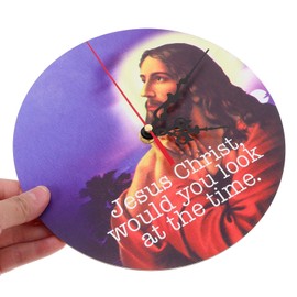Cabilock Jesus Wall Clock 2025 New Wall Clock Funny Wall Clock Jesus Novelty Wall Clock Jesus Background for Home Room Holiday Decor No Battery