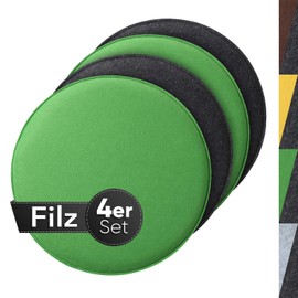 Sidorenko Comfortable Round Felt Seat Cushions, Diameter 34 cm, Set of 4 in 4 Colours, Washable Chair Cushions, Comfortable Seat Cover for Bench / Chair