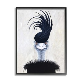 Stupell Industries Fashionable Glam Ostrich Black Dress Couture Hat, Design by Coco de Paris, Off-White, 16 x 20