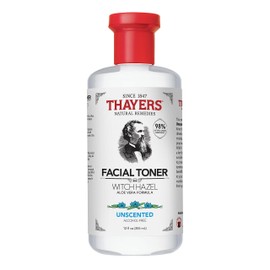 THAYERS Alcohol-Free, Hydrating, Unscented Witch Hazel Facial Toner with Aloe Vera Formula, Vegan, Dermatologist Tested and Recommended, 12 Oz