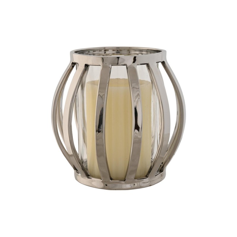 PORTAVELA ACERO CRISTAL 14X14X14 CROMADO PLATEADO