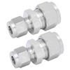 2pcs Compression Tube Fitting Adapter Stainless Steel Double Ferrule Joint
