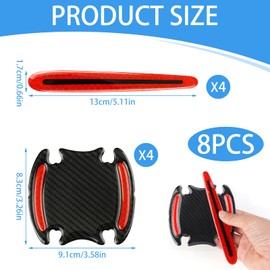 Pack of 8 Car Door Handle Scratch Protection, Car Door Handle Cup Paint Protective Film Universal Reflective Carbon Fibre Car Door Handles Sticker Door Handle Paint Protection Film Paint Guard Cover