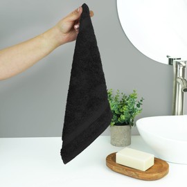 Chakir Turkish Linens |Hotel & Spa Quality 100% Cotton Premium Turkish Towels | Soft & Absorbent (12-Piece Washcloths, Black)