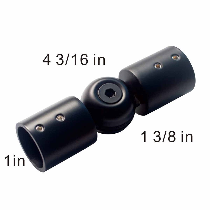 Window Corner Curtain Rod Connector: 2 PACK 1 Inch Adjustable
