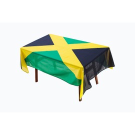 Mantel rectangular con bandera de Jamaica, resistente a la decoloración, lavable, apto para cocina, comedor, reuniones familiares y eventos al aire libre, 59 x 83 pulgadas