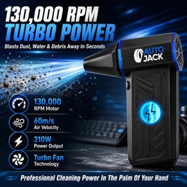 Autojack Compressed Air Duster, 130000RPM Super Power Cordless USB